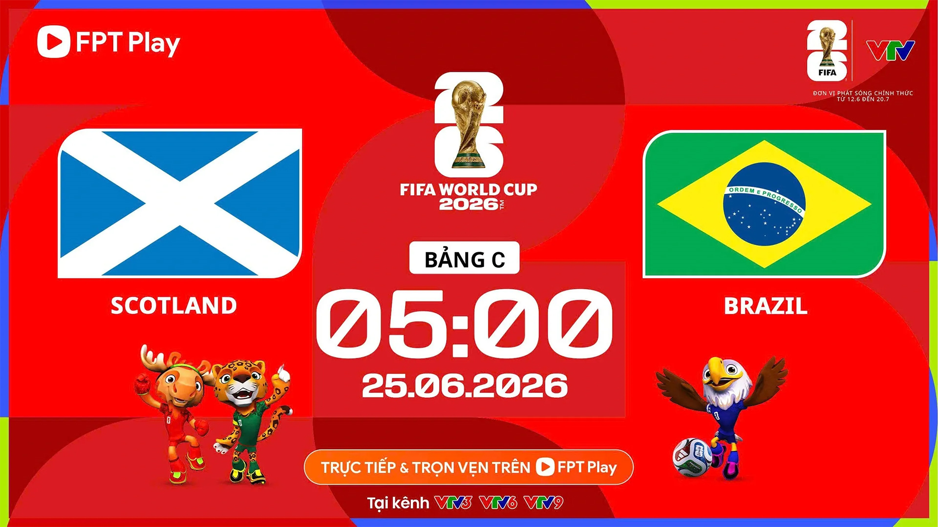 Link xem trực tiếp Scotland và Brazil (bảng C World Cup 2026)

